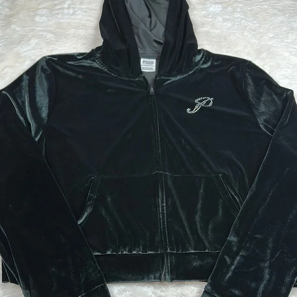 PINK Victoria's Secret Black Velvet Cropped Coat - Picture 5 of 13